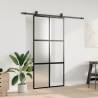 Stylish Black Sliding Door with Hardware Set - 102.5x205 cm