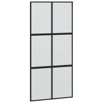 Stylish Black Sliding Door with Hardware Set - 102.5x205 cm