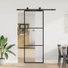  Sliding Door with Hardware Set Black 76x205 cm ESG Glass Pattern 2 horizontal bars Size 76 x 205 cm (152.5 cm sliding rail) Quantity in Package 1 