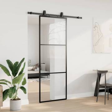 Sliding Door with Hardware Set Black 76x205 cm ESG Glass