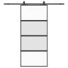 Sliding Door with Hardware Set - Black 90x205 cm Tempered Glass