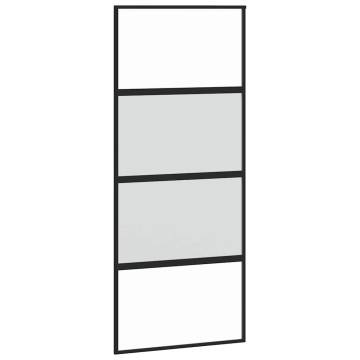 Sliding Door with Hardware Set - Black 90x205 cm Tempered Glass