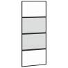 Sliding Door with Hardware Set - Black 90x205 cm Tempered Glass