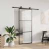 Sliding Door with Hardware Set Black 90x205 cm ESG Glass