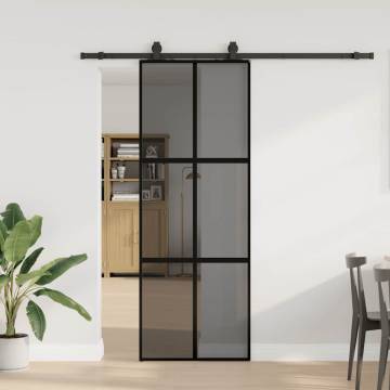 Black Sliding Door Set - 76x205 cm Tempered Glass | HipoMarket