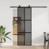  Sliding Door with Hardware Set Black 76x205 cm Tempered Glass Colour black and dark transparent Size 76 x 205 cm (200 cm sliding rail) Quantity in Package 1 Model 4x2 grids 