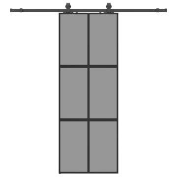 Black Sliding Door Set - 76x205 cm Tempered Glass | HipoMarket