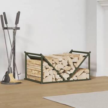 Sturdy Olive Green Firewood Rack - 70x43x34.5 cm