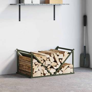 Sturdy Olive Green Firewood Rack - 70x43x34.5 cm