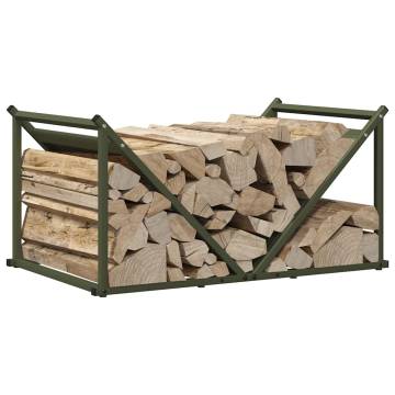 Sturdy Olive Green Firewood Rack - 70x43x34.5 cm