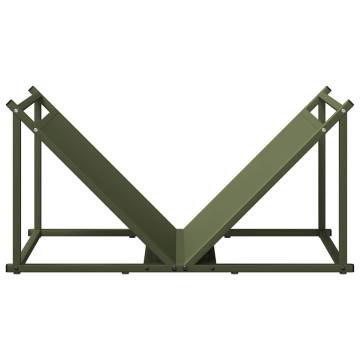 Sturdy Olive Green Firewood Rack - 70x43x34.5 cm