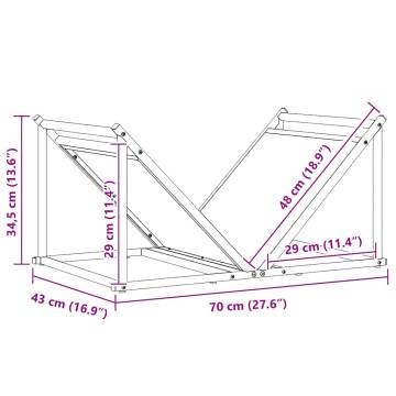 Sturdy Olive Green Firewood Rack - 70x43x34.5 cm