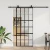  Sliding Door with Hardware Set Black 90x205 cm ESG Glass Pattern 6 x 4 grids Size 90 x 205 cm (213 cm sliding rail) Quantity in Package 1 