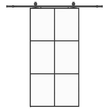 Stylish Black Sliding Door with Hardware Set - 102x205 cm