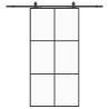 Stylish Black Sliding Door with Hardware Set - 102x205 cm