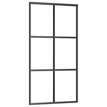 Stylish Black Sliding Door with Hardware Set - 102x205 cm