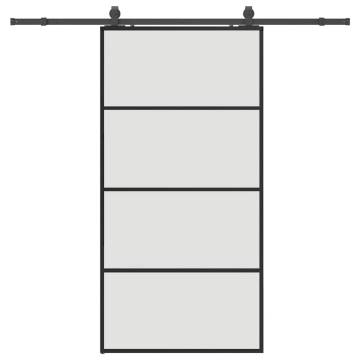 Sliding Door with Hardware Set Black 102.5x205 cm ESG Glass