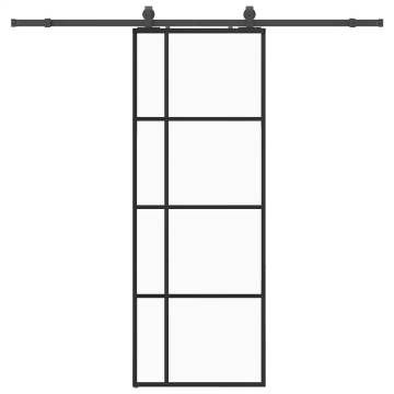 Sliding Door with Hardware Set Black - 76x205 cm ESG Glass