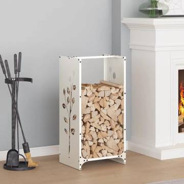 Firewood Rack White 40x30x80 cm - Durable Cold-Rolled Steel