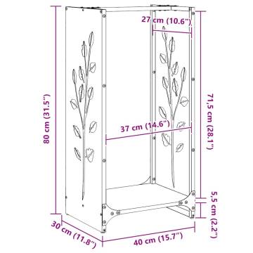 Firewood Rack White 40x30x80 cm - Durable Cold-Rolled Steel