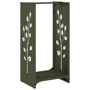 Firewood Rack Olive Green | Sturdy Cold-Rolled Steel Storage