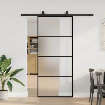 Sliding Door with Hardware Set Black 90x205 cm | HIPOMarket