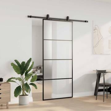 Sliding Door with Hardware Set Black 90x205 cm | HIPOMarket