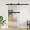  Sliding Door with Hardware Set Black 90x205 cm ESG Glass Pattern 2 horizontal bars Size 90 x 205 cm (200 cm sliding rail) Quantity in Package 1 