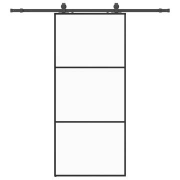 Sliding Door with Black Hardware Set - 90x205 cm ESG Glass