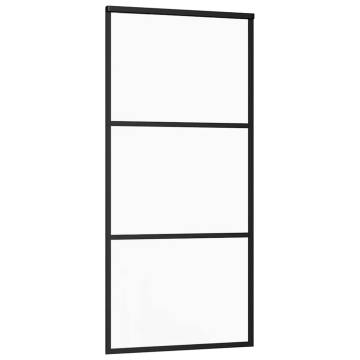 Sliding Door with Black Hardware Set - 90x205 cm ESG Glass