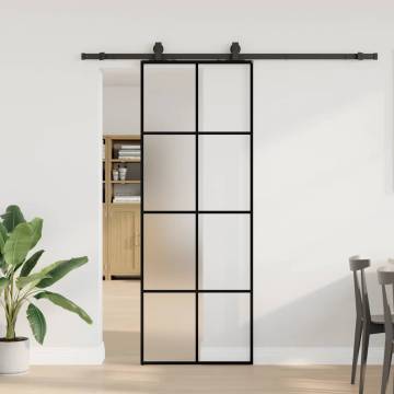 Sliding Door with Black Hardware Set - ESG Glass 76x205 cm