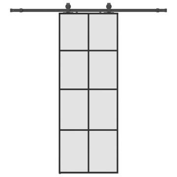 Sliding Door with Black Hardware Set - ESG Glass 76x205 cm