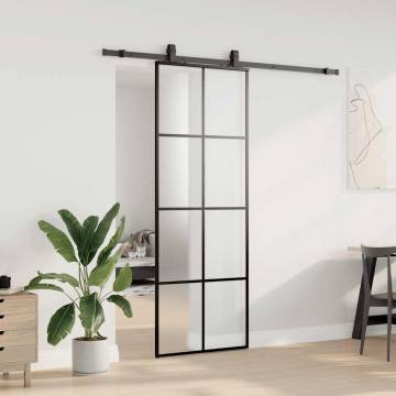 Sliding Door with Black Hardware Set - ESG Glass 76x205 cm