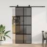  Sliding Door with Hardware Set Black 90x205 cm Tempered Glass Colour black and matt Pattern transparent Size 90 x 205 cm (200 cm sliding rail) Quantity in Package 1 