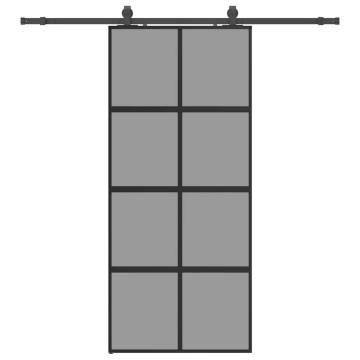 Stylish Black Sliding Door with Hardware Set | 90x205 cm