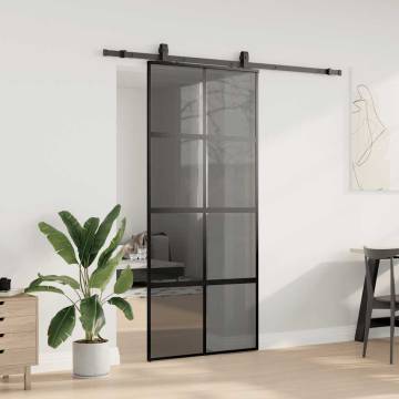 Stylish Black Sliding Door with Hardware Set | 90x205 cm