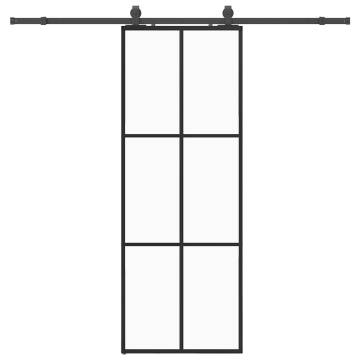 Sliding Door with Hardware Set Black - 76x205 cm ESG Glass