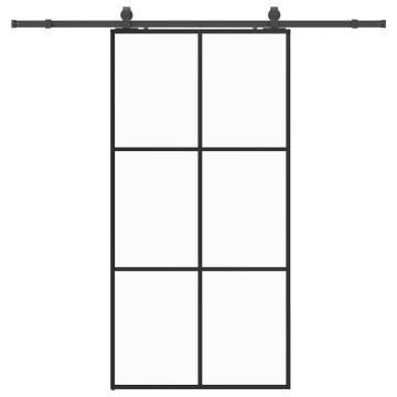 Sliding Door with Hardware Set Black 102x205 cm ESG Glass