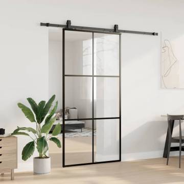 Sliding Door with Hardware Set Black 102x205 cm ESG Glass