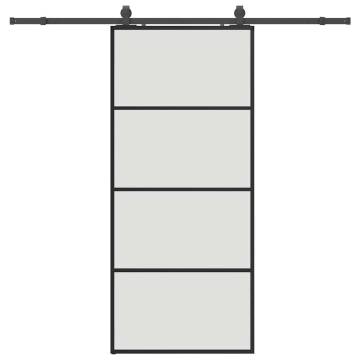 Sliding Door with Black Hardware Set - 90x205 cm ESG Glass