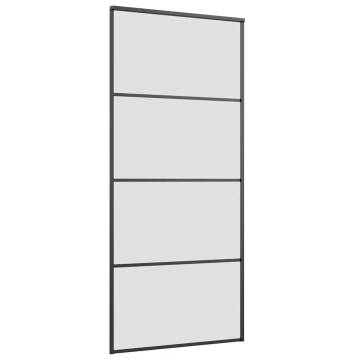 Sliding Door with Black Hardware Set - 90x205 cm ESG Glass