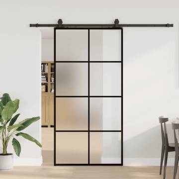 Stylish Sliding Door with Hardware Set - Black ESG Glass