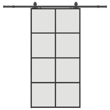 Stylish Sliding Door with Hardware Set - Black ESG Glass