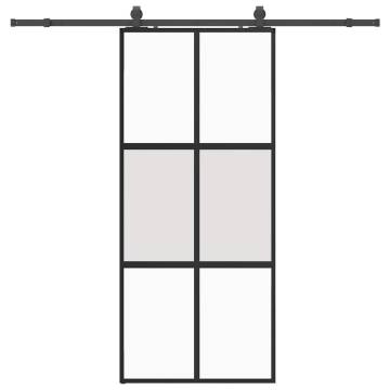 Stylish Black Sliding Door with Hardware Set - 90x205 cm