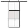 Stylish Black Sliding Door with Hardware Set - 90x205 cm