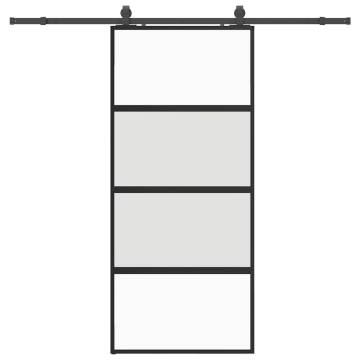 Stylish Sliding Door with Hardware Set - 90x205 cm Black Glass