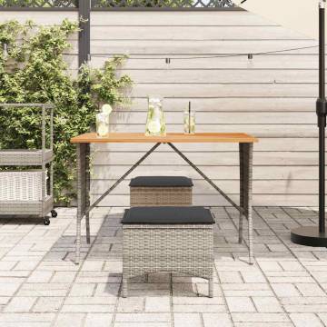 Garden Table with Acacia Wood Top - Grey 105x75 cm | HipoMarket