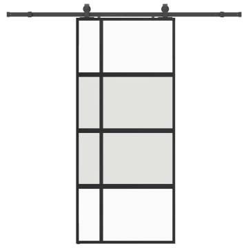 Stylish Black Sliding Door with Hardware Set - 90x205 cm