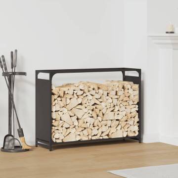 Firewood Rack Black 90x28x65 cm | Sturdy Steel Storage