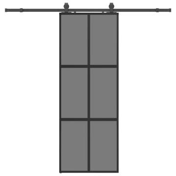 Stylish Sliding Door with Hardware Set - 76x205 cm Black Glass